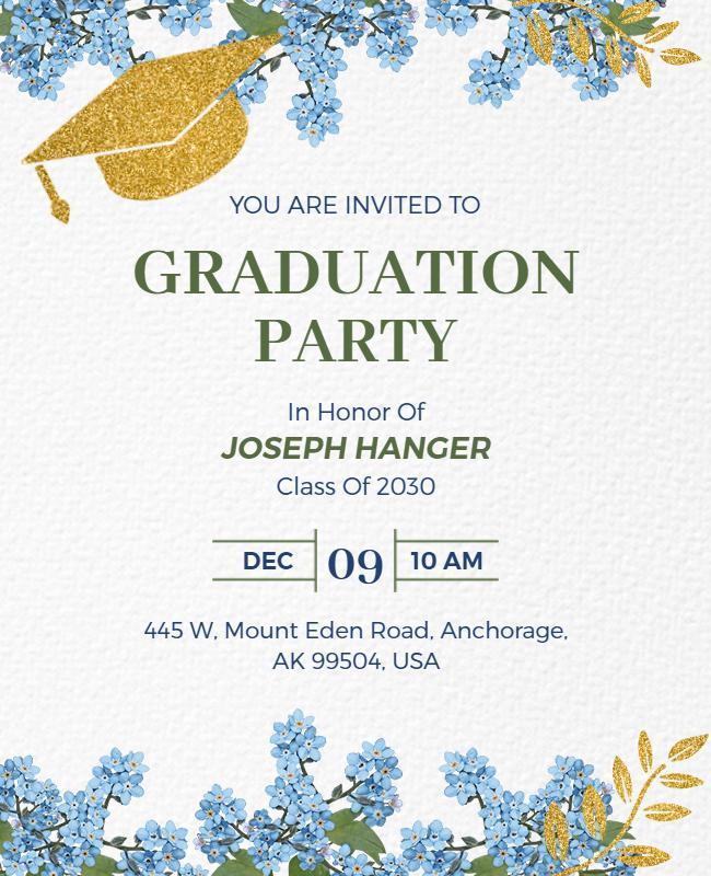 Elegant Graduation Party Invitation Flyer Template