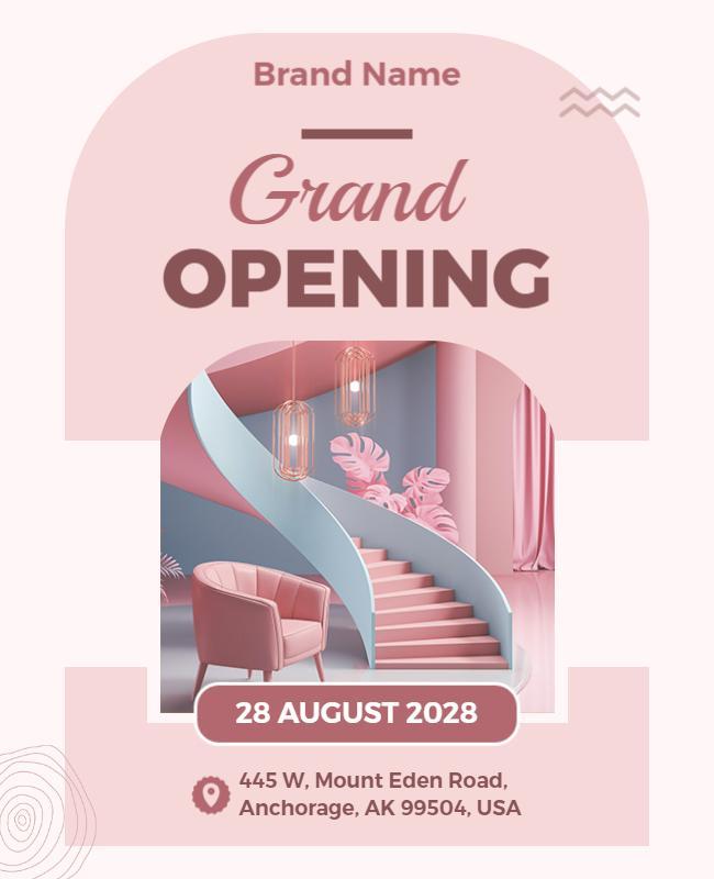 Chic Pink Contemporary Grand Opening Event Flyer Template