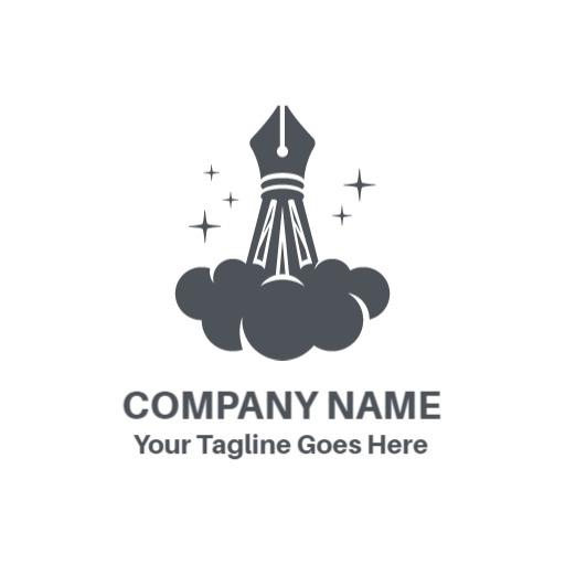 Elegant Gray Pen and Cloud Symbolizing Creative Company Logo Template