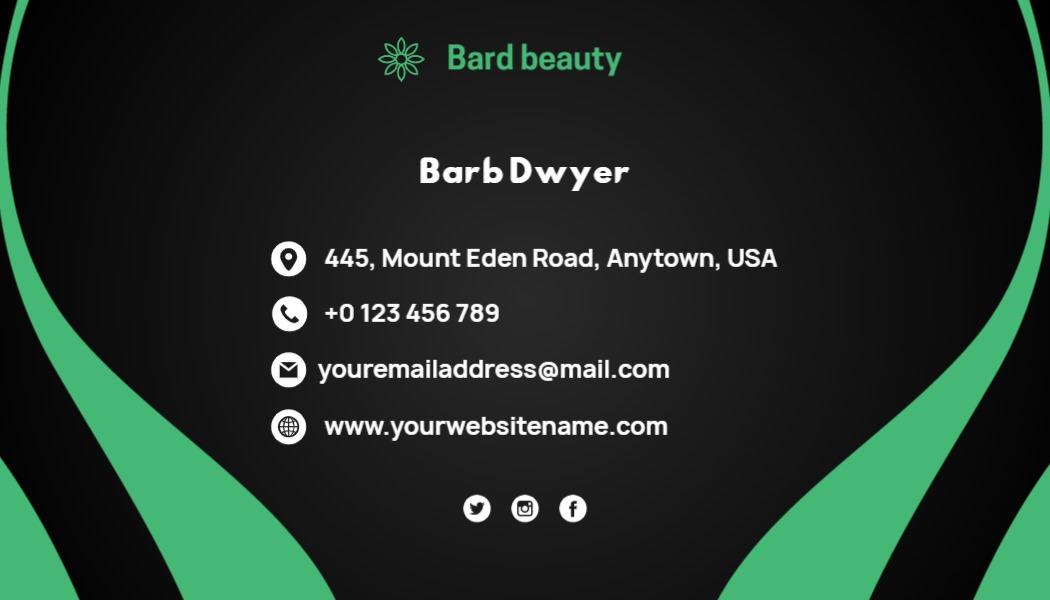 Elegant Green Abstract Beauty Salon Business Card Template