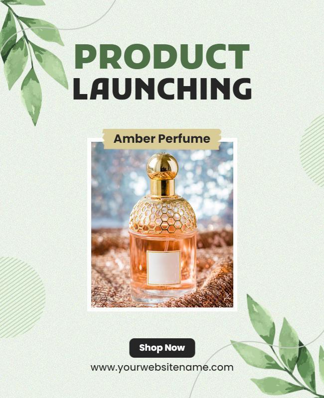 Elegant Green Amber Perfume Product Launching Poster Template