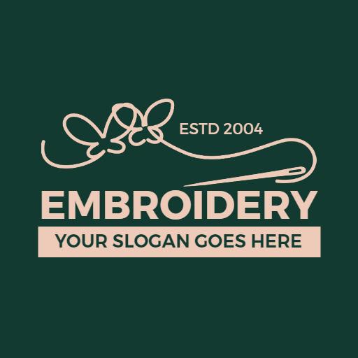 Elegant Green and Beige Embroidery Crafting Logo Template