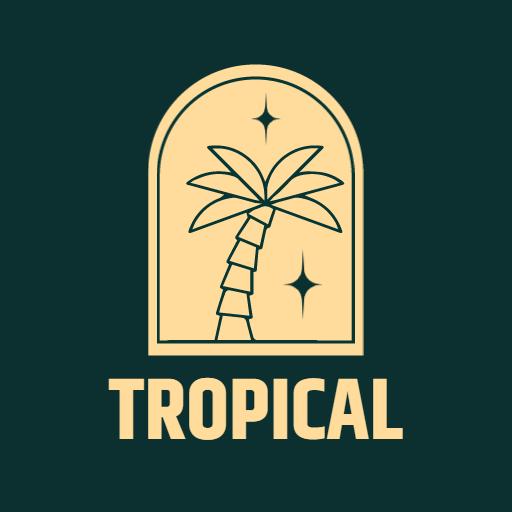 Elegant Green and Beige Palm Tree Design for Tropical Logo Template