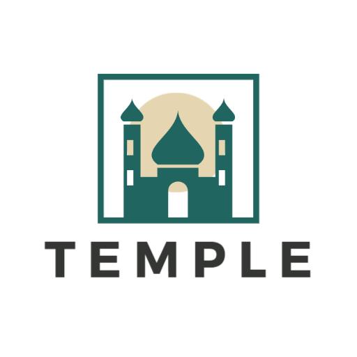 Elegant Green and Beige Temple Design Showcasing Spirituality Logo Template