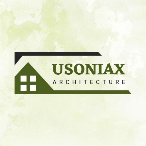 Elegant Green and Black Architectural Design for Usoniax Logo Template