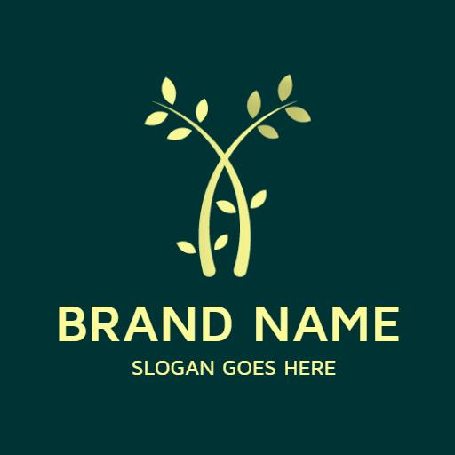 Elegant Green and Gold Minimalist Nature-Inspired Logo Template
