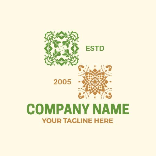 Elegant Green and Gold Patterns Reflecting Quality Tiles Logo Template