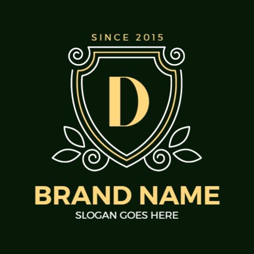 Elegant Green and Gold Shield Design for Trusted Branding Logo Template