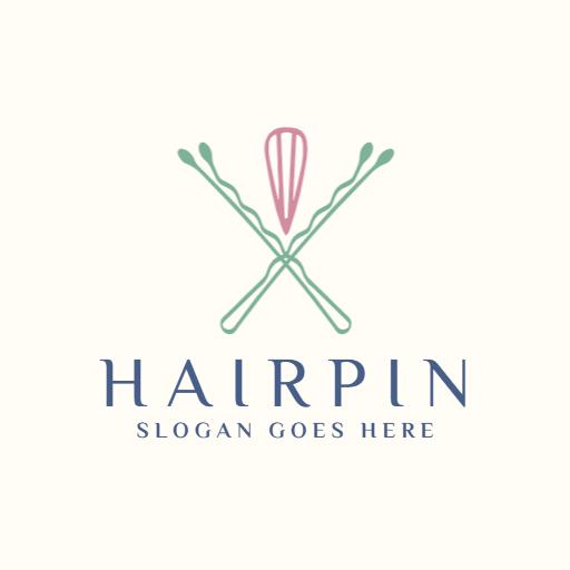 Elegant Green and Pink Hair Accessories Business Logo Template