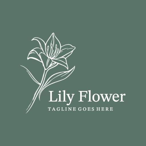 Elegant Green and White Design Showcasing Lily Flower Logo Template