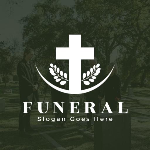 Elegant Green and White Funeral Service Memorial Logo Template