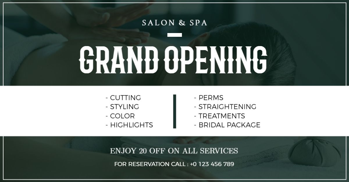 Elegant Green and White Grand Opening Salon Banner Template