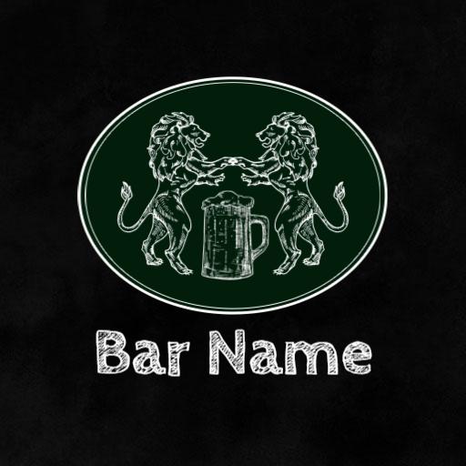 Elegant Green and White Lion Design for Wine Bar Logo Template