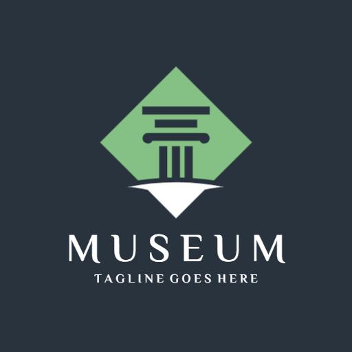 Elegant Green and White Museum Icon Representing Art History Logo Template