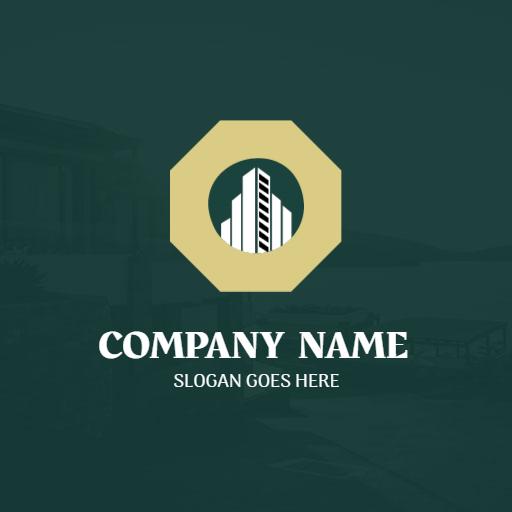 Elegant Green and Yellow Design Highlighting Real Estate Sector Logo Template