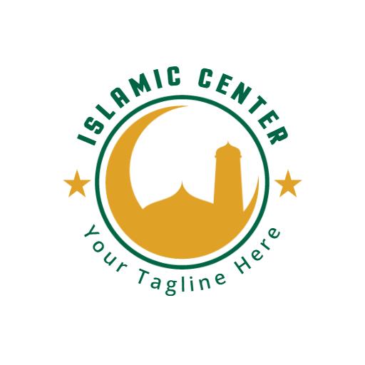 Elegant Green and Yellow Islamic Center with Crescent Logo Template