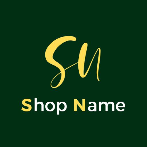 Elegant Green and Yellow Shop Name for Business Logo Template