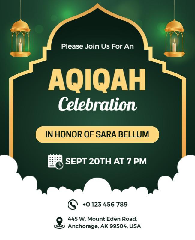 Elegant Green AQIQAH Celebration Invitation Poster Template