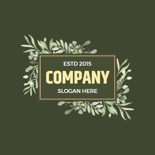 Elegant Green Background with Floral Design for Florist Logo Template