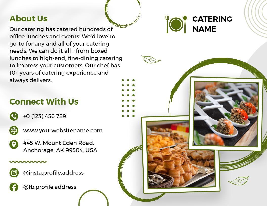 Elegant Green Catering Menu and Services Brochure Template