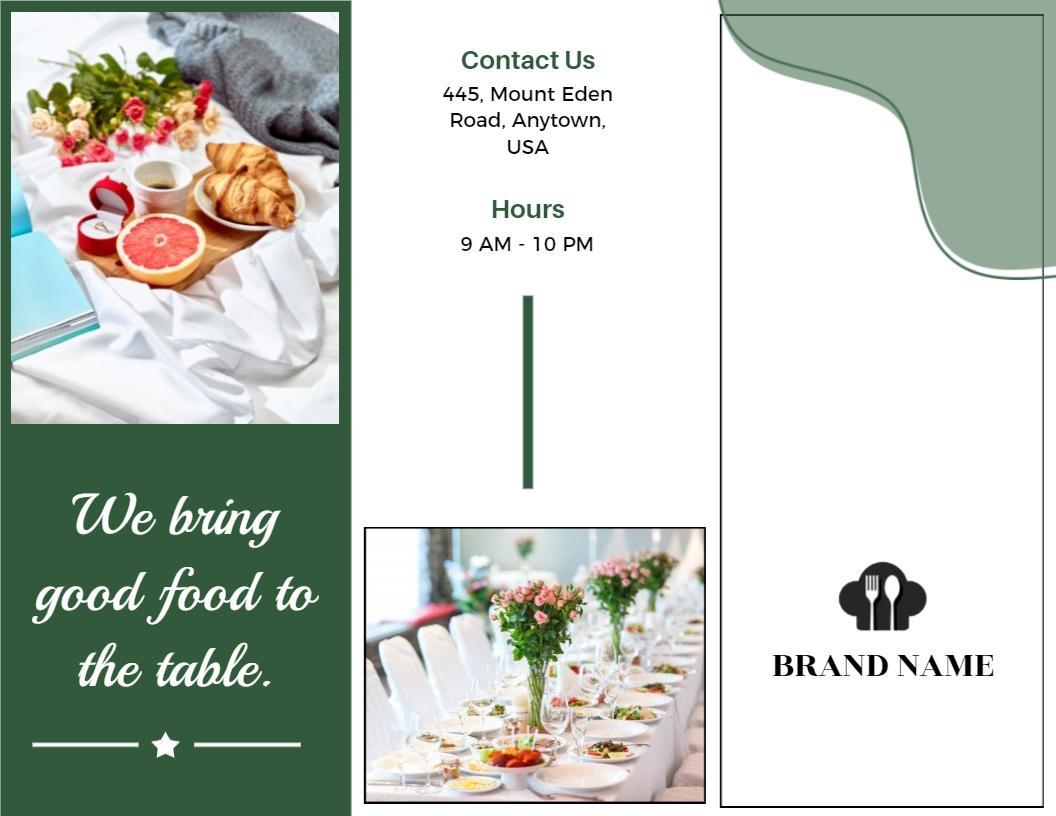 Elegant Green Catering Service Tri Fold Brochure Template