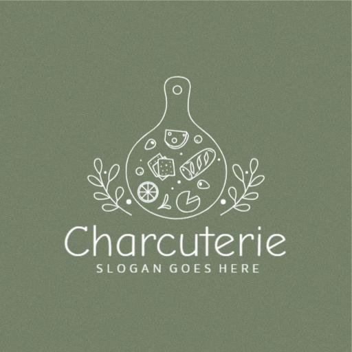 Elegant Green Charcuterie Design Showcasing Delicious Ingredients Logo Template