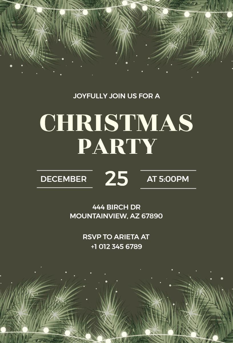 Elegant Green Christmas Party Celebration Invitation Template