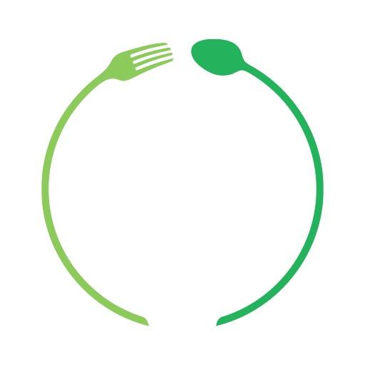 Elegant Green Circle Incorporating Fork and Spoon Logo Template