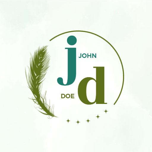 Elegant Green Circle Monogram with Initials and Name Logo Template