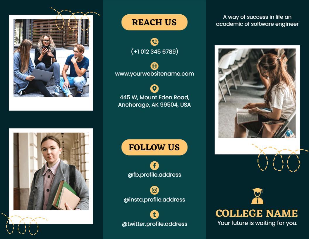 Elegant Green College Education Outreach and Course Information Brochure Template