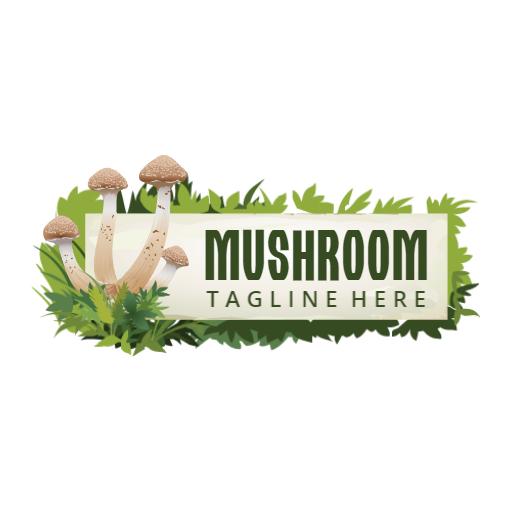 Elegant Green Design Featuring Fresh Mushroom Harvest Logo Template
