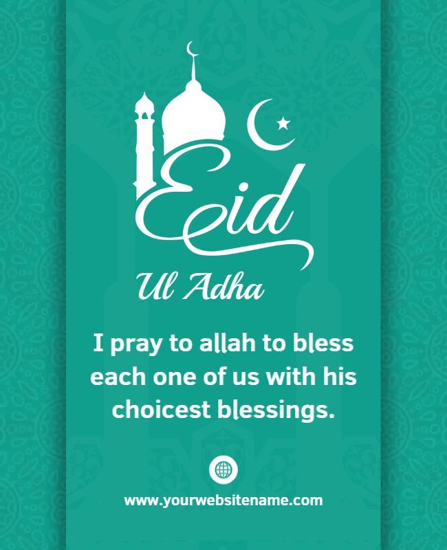 Elegant Green Eid al-Adha Blessings Celebration Flyer Template