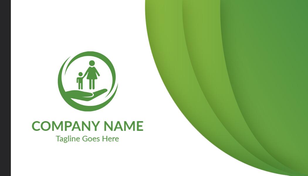 Elegant Green Family Care Insurance Visiting Card Template