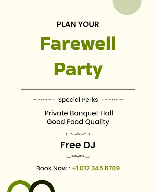 Elegant Green Farewell Party Planning Poster Template