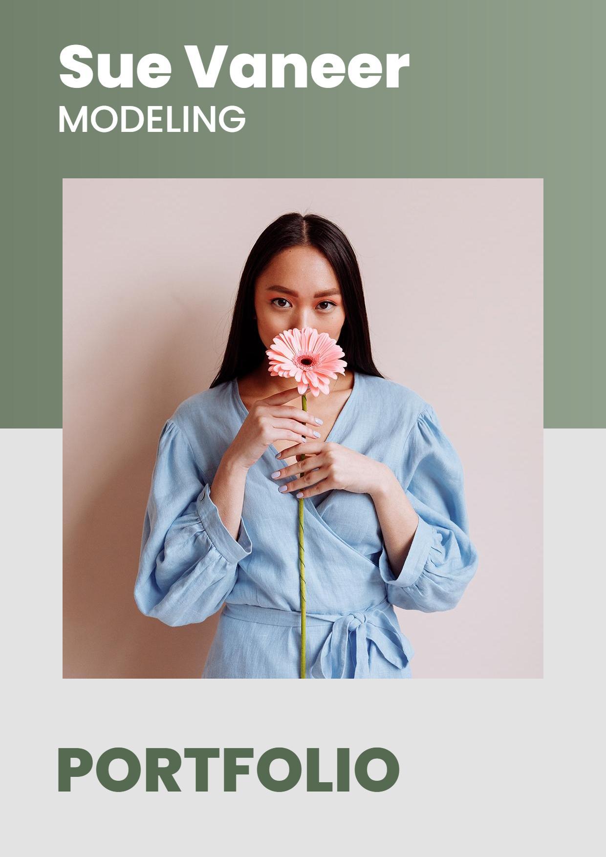Elegant Green Fashion Modeling Portfolio Showcase Brochure Template