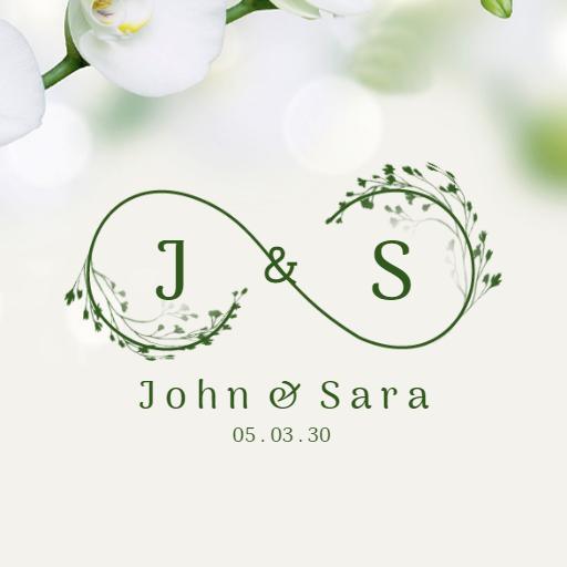Elegant Green Floral Infinity Design for Wedding Logo Template