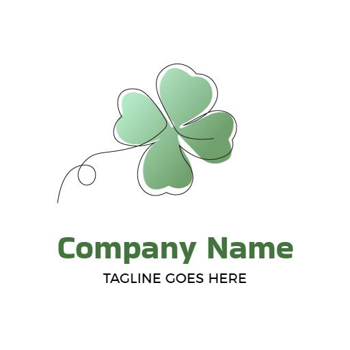 Elegant Green Four-Leaf Clover Design Symbolizing Luck Logo Template