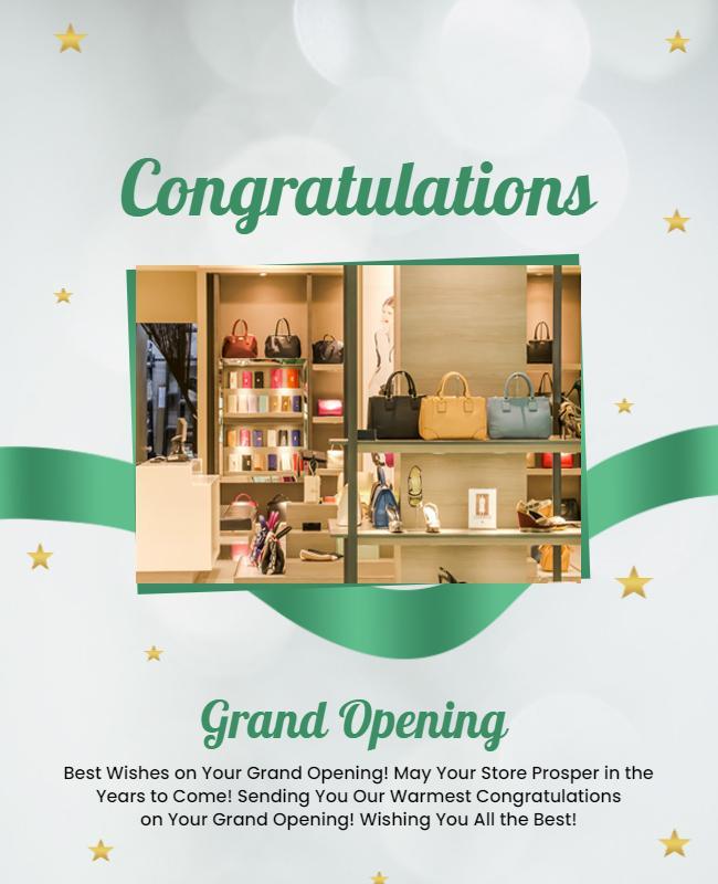 Elegant Green Grand Opening Congratulations Poster Template