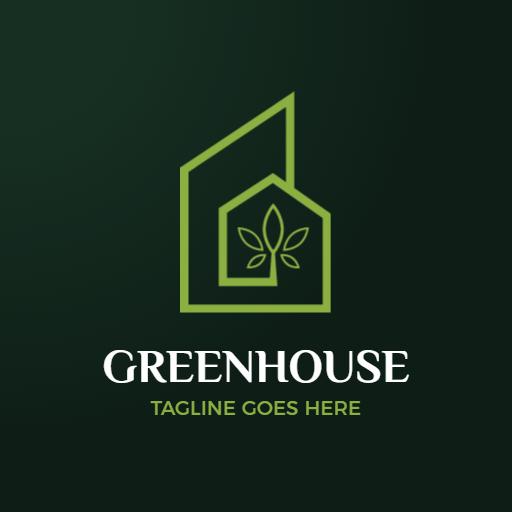Elegant Green House Design with Lush Plant Elements Logo Template