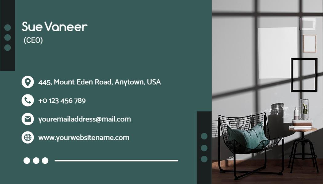 Elegant Green Interior Design Professional Business Card Template