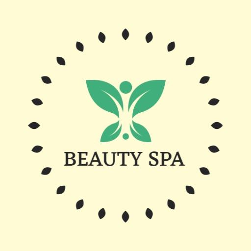 Elegant Green Leaf Design Within a Circular Beauty Spa Logo Template