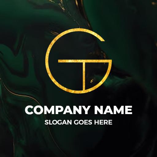Elegant Green Marble Background Featuring Golden G Letter Logo Template