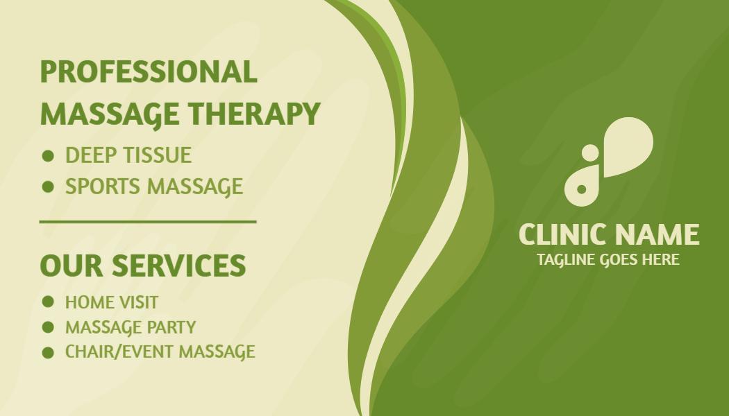 Elegant Green Massage Therapy Business Card Template