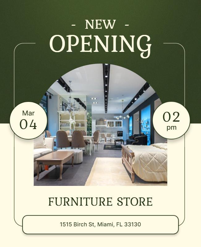 Elegant Green Modern Furniture Store Opening Poster Template