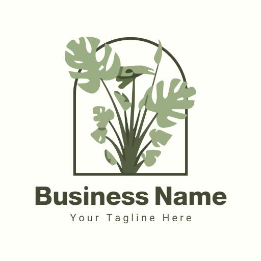 Elegant Green Monstera Plant Design for Florist Business Logo Template