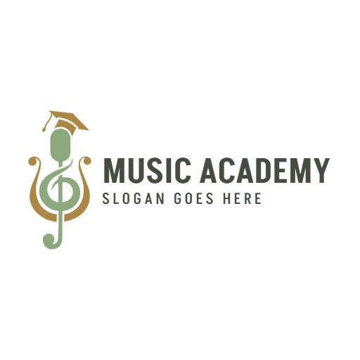 Elegant Green Music Notes Representing Music Academy Logo Template