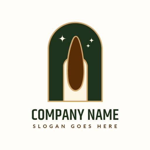 Elegant Green Nail Design with Stylish Arch Pattern Logo Template