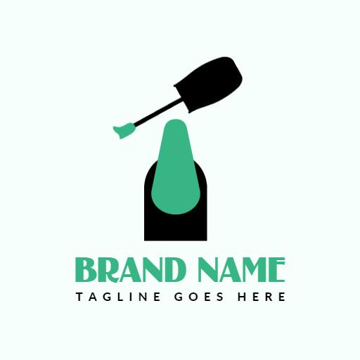 Elegant Green Nail Polish Design Showcasing Beauty Logo Template