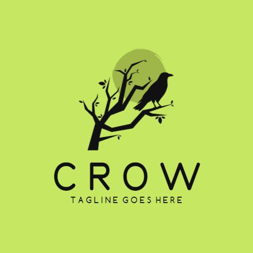 Elegant Green Nature Scene Featuring a Crow Logo Template