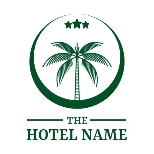 Elegant Green Palm Tree and Star Elements Hotel Logo Template